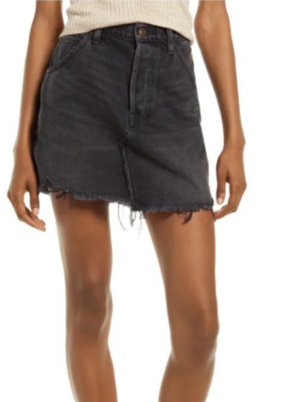 We the Free Faded Black Brea Cutoff Button Fly Denim Mini Skirt Size 29 NWT